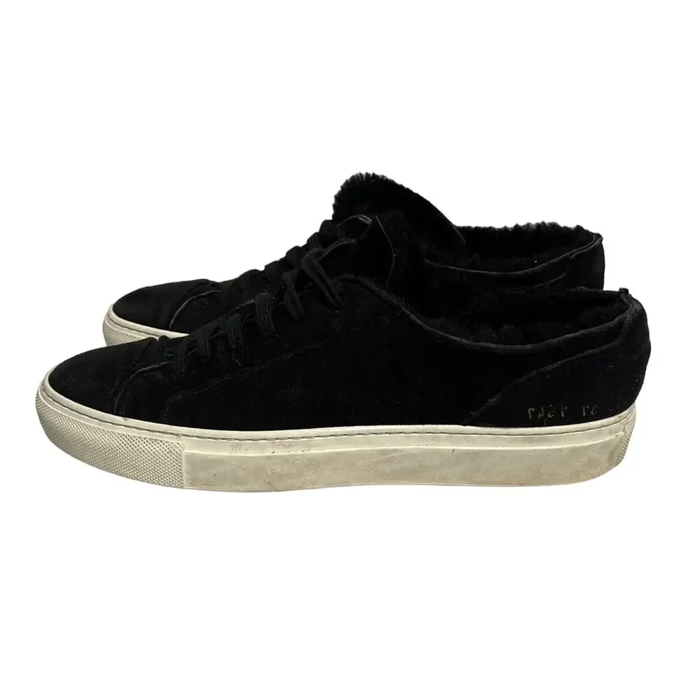 Common Projects Sneakers Size US 6.5 EU 37 Sherpa Suede Fuzzy Black Low‎ Lace Up